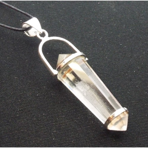 Vogel Cut Clear Quartz Gemstone Pendant